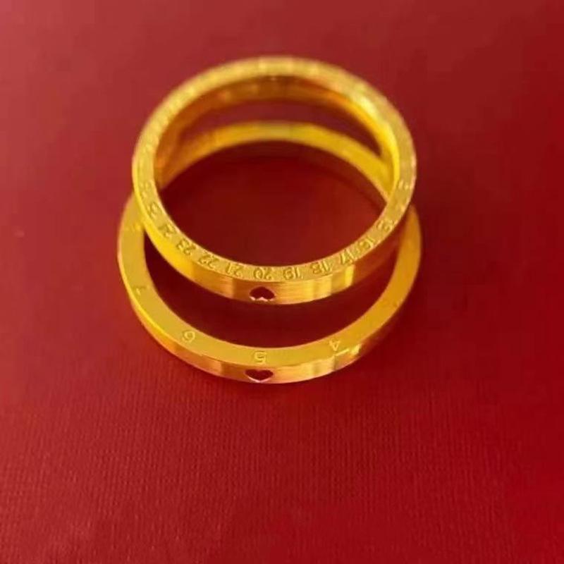 Vietnam Gold 520 Number Love Couple Gold-Plated Brass Rings - Valentine's Day Matching Gift for Girlfriend
