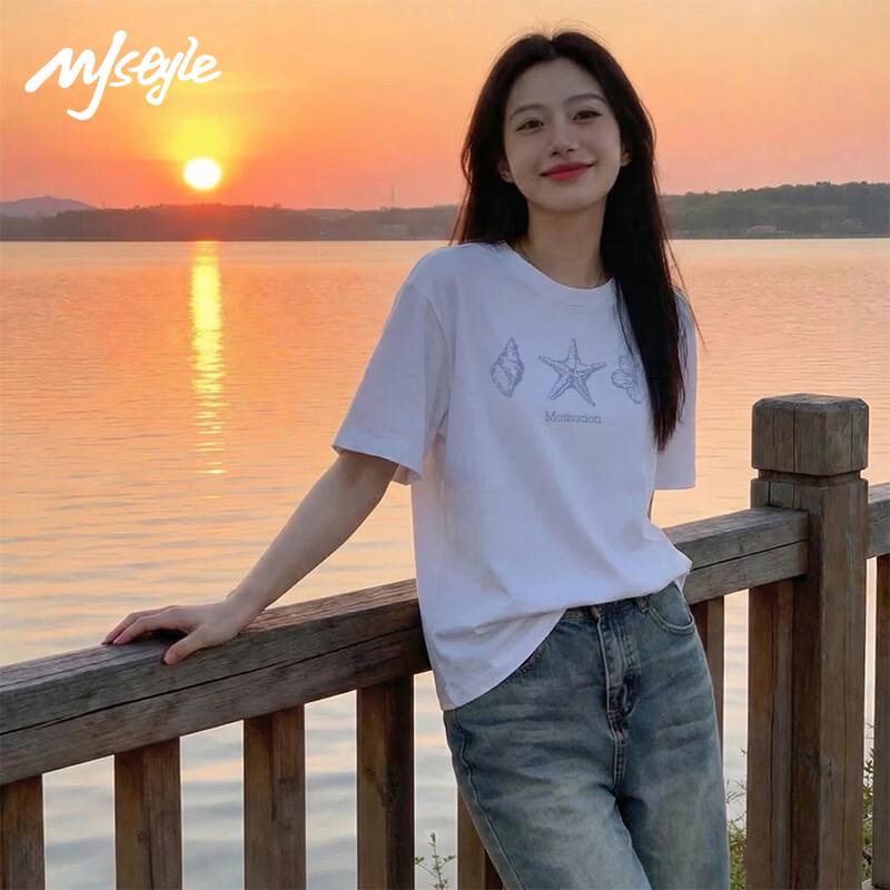 MJ STYLE Women's Starfish Graffiti Short Sleeve T-Shirt