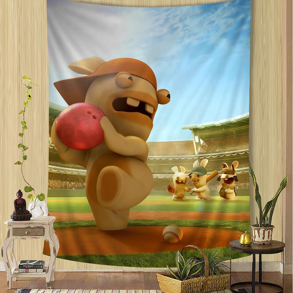 Cartoon Raving Rabbids Game Anime Tapestry Hanging Tarot Hippie Wall Rugs Dorm Sheets Bohemian Mandala Kawaii Room Decor