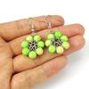 Handmade Natural Stone and Crystal Round Bead Earrings - Colorful Dangle Studs (E37)