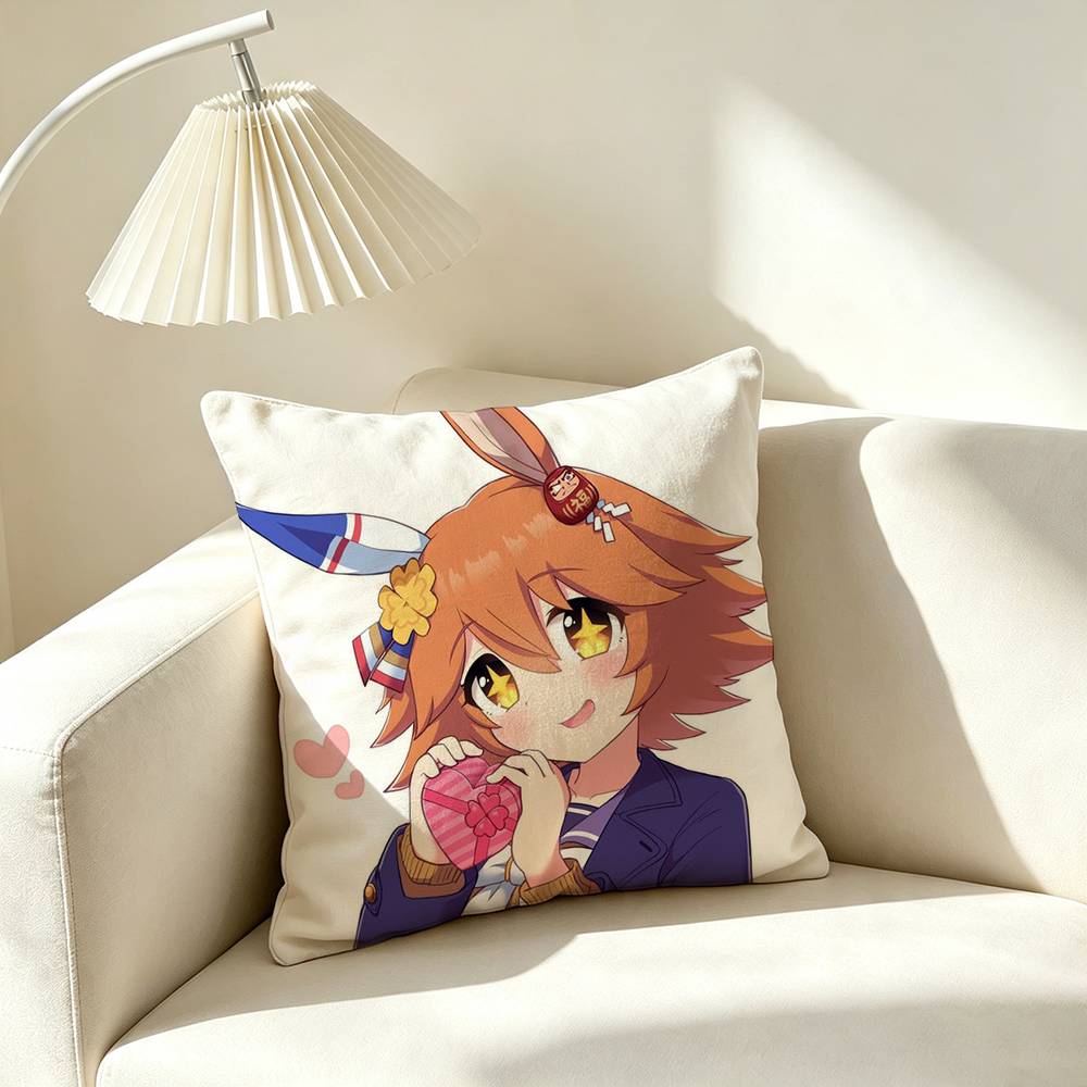 M-Matikanefukukitaru Umamusume Square Double-Sided printed Pillow Case Bedroom Bedside Pillow Sofa Cushion Cover