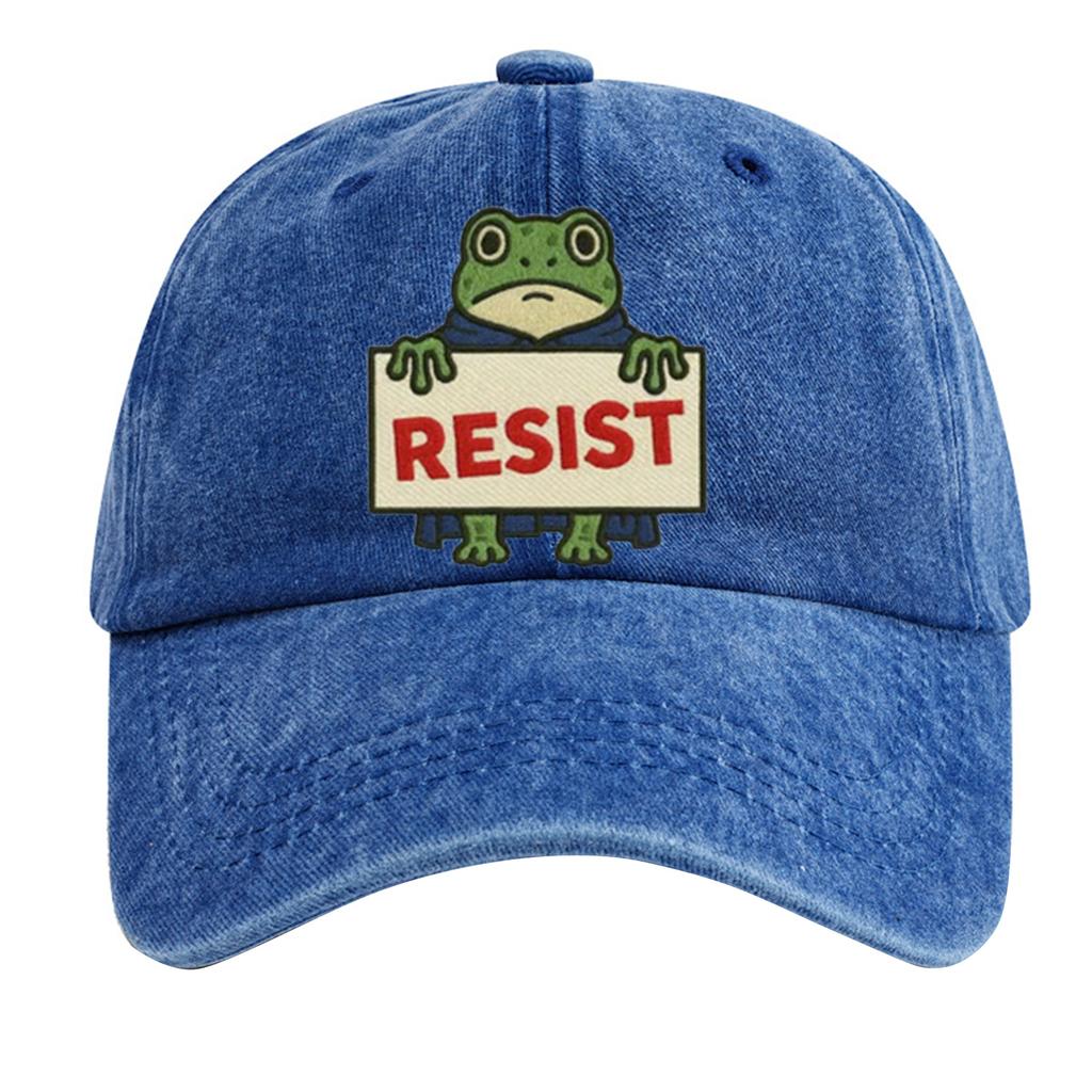 Men's Washed Cotton Baseball Cap With Printed Distressed Soft Top Denim Hat, Vintage Hat