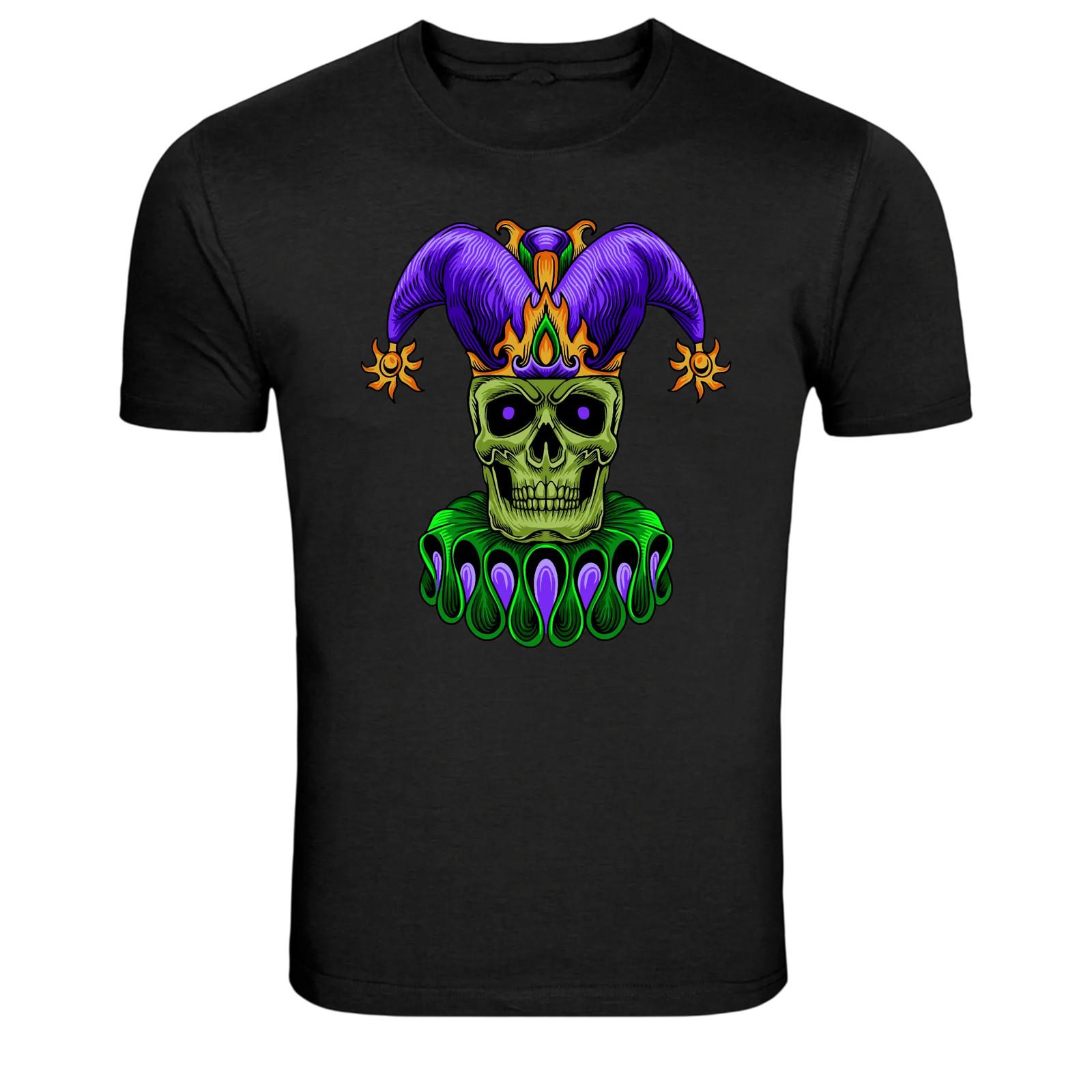 Jester Skull Mardi Gras Carnival Gothic Graphic T-Shirt S