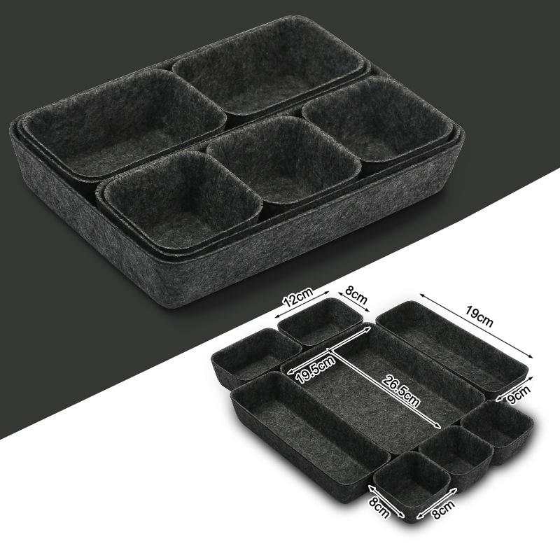 8Piece Seamless Felt Organizer Box Set Multipurpose Desktop Storage Bin For Stationery Crafts And Home Accessories