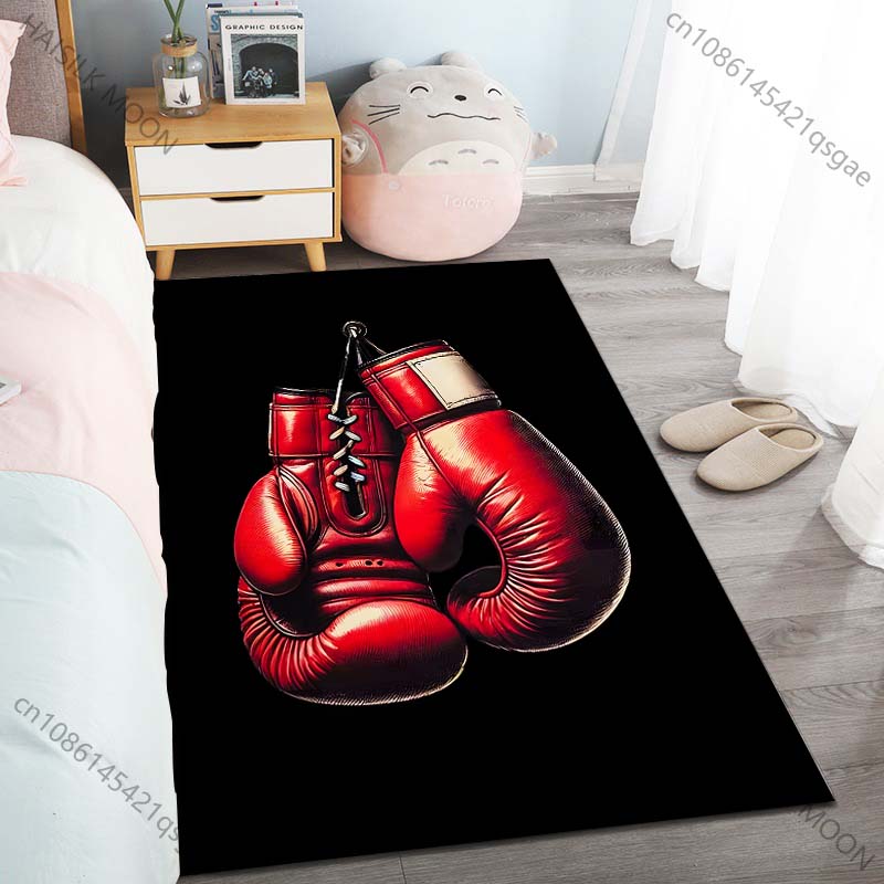 Sports Enthusiasts Boxing Gloves Pattern Carpet for Living Room Bedroom Sofa Home Decor Non-slip Floor Mat Multi-Size Selection