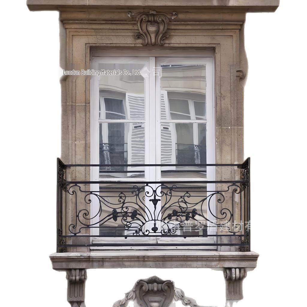 High-End Wrought Iron Balcony Railing - Hand-Forged Protective Enclosure for Villas and Courtyards