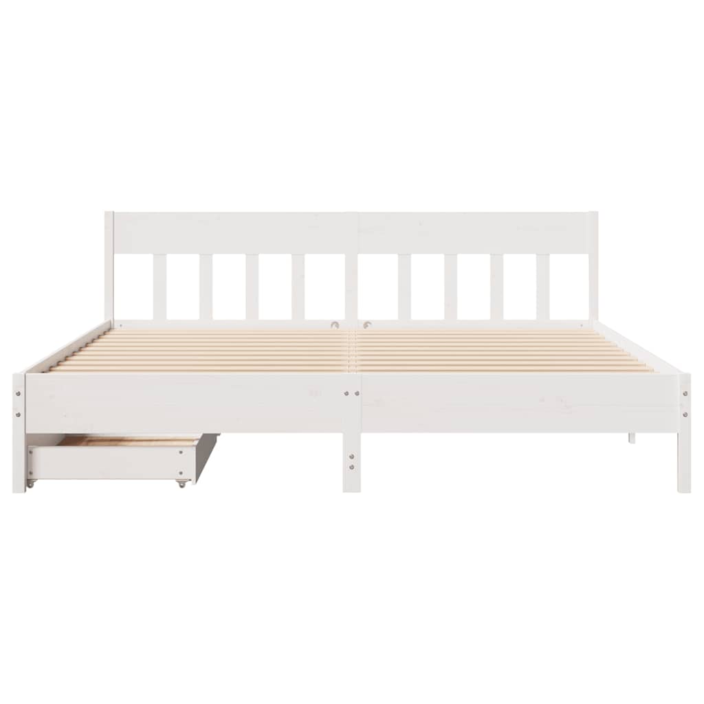 Solid Wood Bed Without Mattress White 200x200 Cm Pine Wood