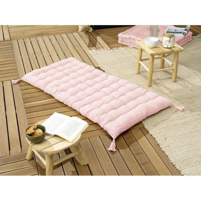 Bodenmatratze mit Pompons wasserabweisend - UV-Schutz Outdoor "Kala" aus Baumwolle 60 x 120 cm l'Effet Papillon