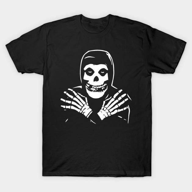 Men Black Print T-shirt Misfits Skull No-Cut Transfer Paper Print Cotton Tshirt