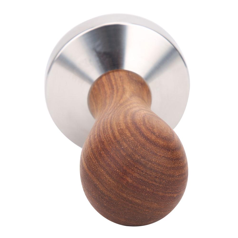 58mm Stainless Steel Coffee Tamper Wooden Handle Powder Pressing Tool Coffee Shop SuppliesThread Bottom