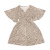 Women V Neck Belted Dress Short Sleeve Wrap Style Casual Loose Fit Printed Summer Dress with Waist Tie