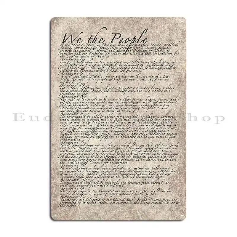 Us Constitution United States Bill Of Rights Metal Sign Rusty Character Living Room Garage Home Tin Sign Poster