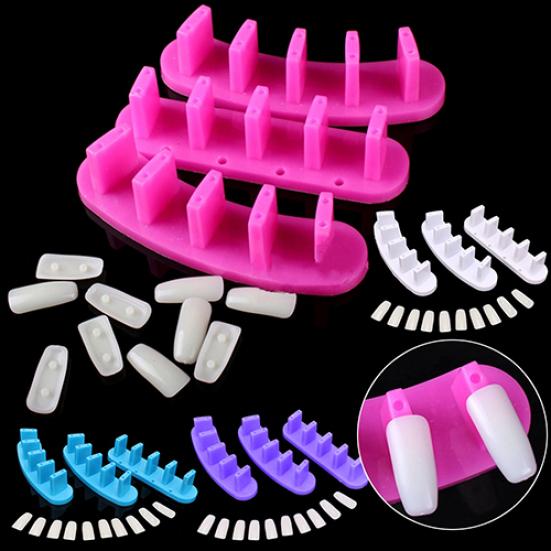 3x Nail Acrylic Base Display Training Frames 10x False Nail Tips Manicure Tool