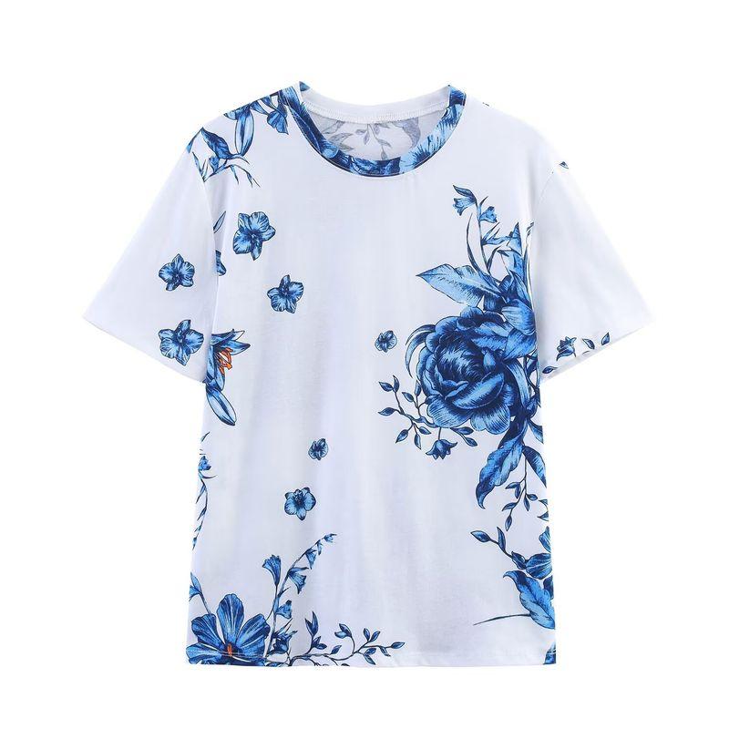 Kaslead New Women clothes Western Style Fashion Simple and Versatile Print T-shirt Top 0264335
