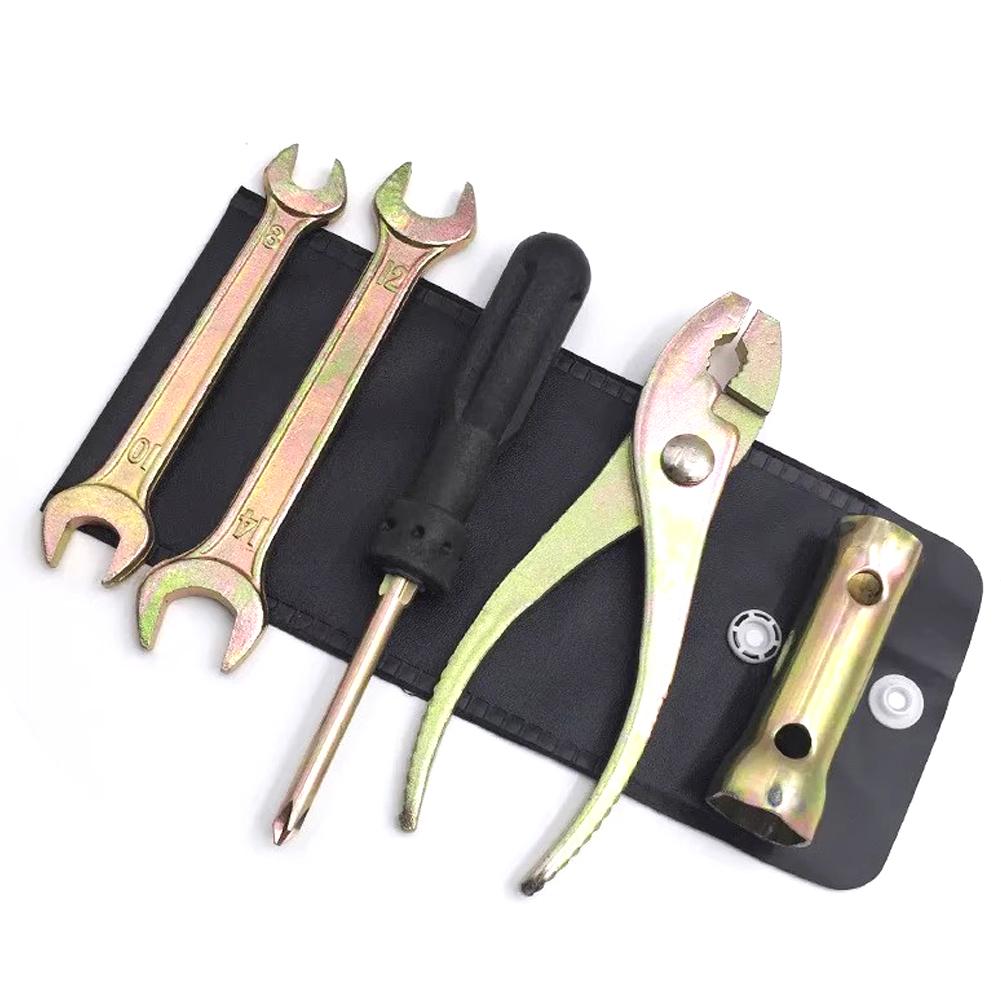 5Pcs Motorcycle Spark Plug Spanner Wrench Socket Tool Kit Aluminum Alloy Repair Pliers Wrenches Screwdrive with Storage Bag