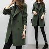 Autumn/Winter Women's Medium-Length Woolen Jacket Loose-Fit Slimming Double-Row Buttoning Overcoat
