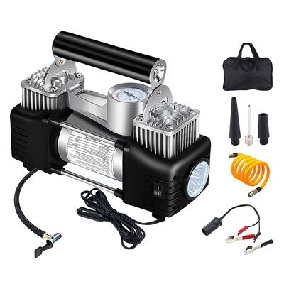 12V Taşınabilir Çift Silindirli Hava Pompası Ağır Hizmet Tipi Araba Kamyon Hava Kompresörü 150PSI Araba Dijital Lastik Şişirme Lastik Şişirme Pompası