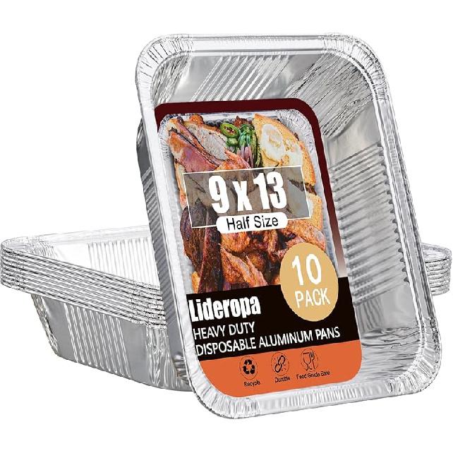Half Size Aluminum Pans 9x13-30 Pack Aluminum Foil Pans, Heavy Duty Disposable Pans for Cooking, Storing, Prepping, and Freezing Food 10 PACK