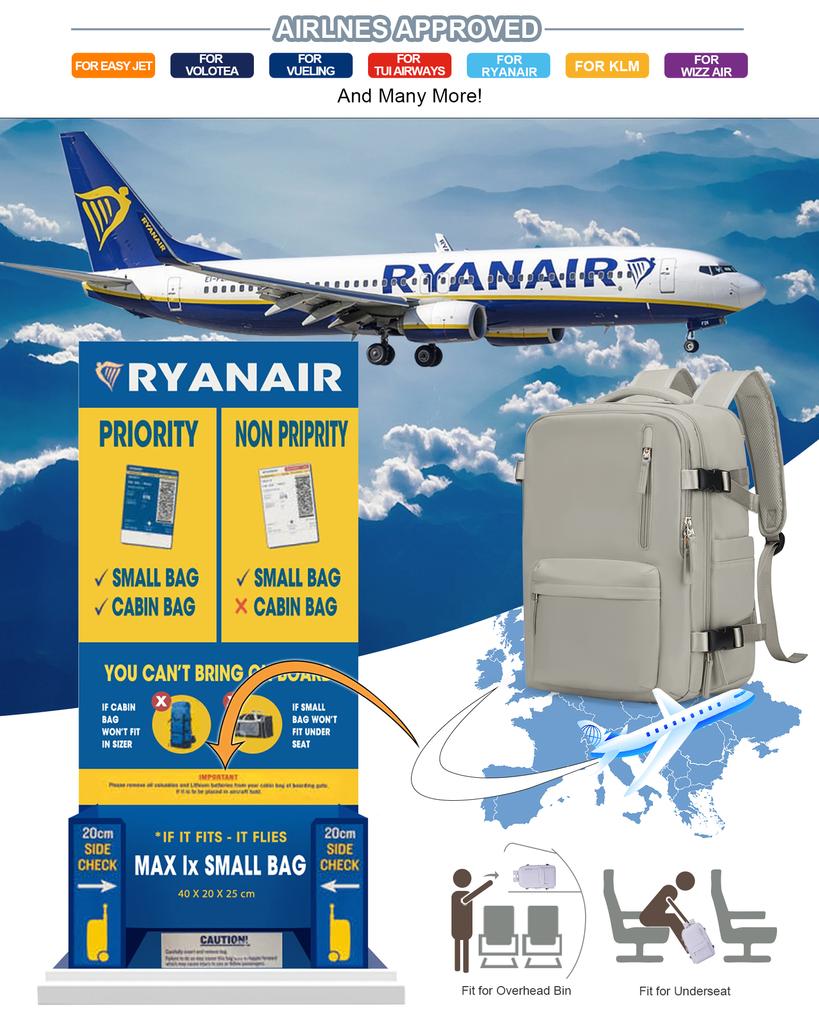 Reiserucksack für Damen, Fluglinien-Handgepäck genehmigt, Diebstahlsicher, Business-Laptop, Großer Tagesrucksack, Weekender-Tasche