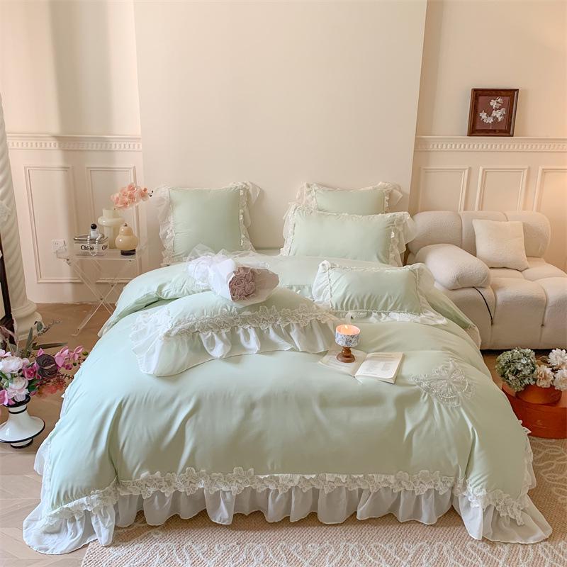 

Весенний Цветочный Кружевной Комплект Пододеяльника с Бабочками - 4 Предмета 1.5m Bed Sheet 4-piece Set for 2*2.3m Duvet