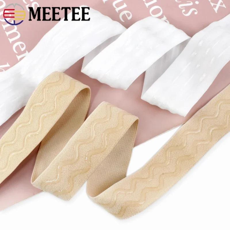 Meetee 1-5Meters Elastic Band 25/30mm Non-Slip Silicone Rubber Bands for Bra Underwear Clothes DIY Sewing Material Accessories