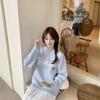 Women's Korean Style Loose Knit Pullover Sweater - Autumn Jacquard Letter Design
