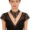 Elegant Beaded Lace Neck Piece Vintage Style Adjustable For Women Party Wedding Accessory