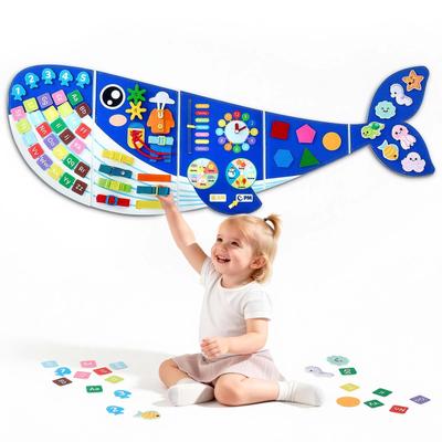 VEVOR Felt Wall Busy Board 12-in-1 Whale Foldable Montessori Activity Toys, Travel Daycare, Classroom, Playroom, Home, Educational Sensory Panel