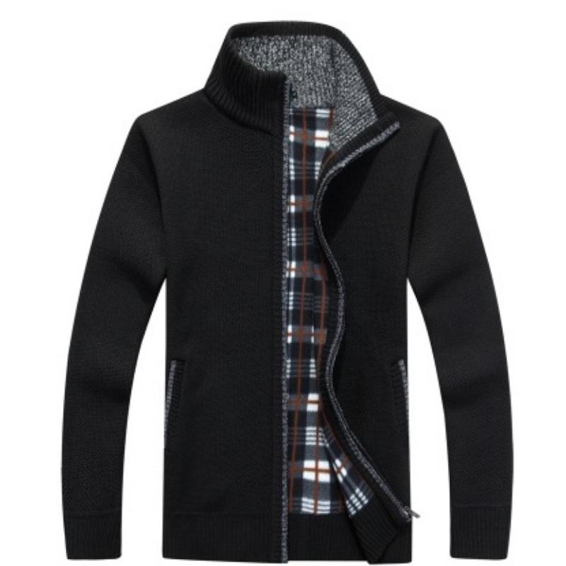 

Мужской свитер на молнии, повседневный свитер, большой размер XL чёрный