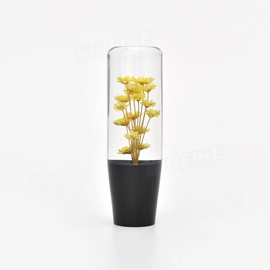 Universal 15CM Car Manual Shifter Head Shift Knob Stick Crystal Transparent Flower Gear Shift Knob