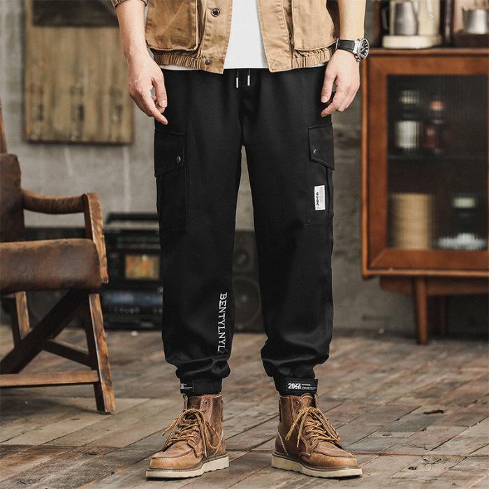 

Мужская спортивная рабочая одежда повседневные брюки модные затягивающиеся на шнурок ноги скоростные дышащие модные брюки мужские повседневные брюки одежда рабочие брюки для отдыха брюки 4XL чёрный