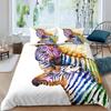 Zebra Duvet Cover Set King Queen Size Polyester Comforter Cover Black And White Stripe Wild Animals For Kids Teens Bedding Set