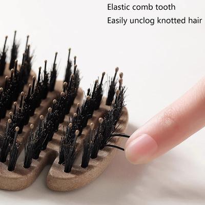Massage Peigne à Côtes Soies Peigne Soin des Cheveux Lisse Soin des Cheveux Antistatique Peigne à Soies de Sanglier Cheveux Fluffy Haut du Crâne Peigne à Côtes Fille Sèche-Cheveux