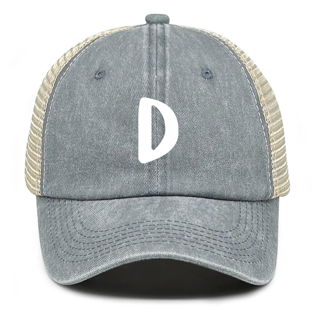 Unisex Mesh Cap WordArt A to Z Breathable Adjustable Baseball Hat Woman's Cap Cozy Snapback Trucker Hat Ideal Choice For Camping