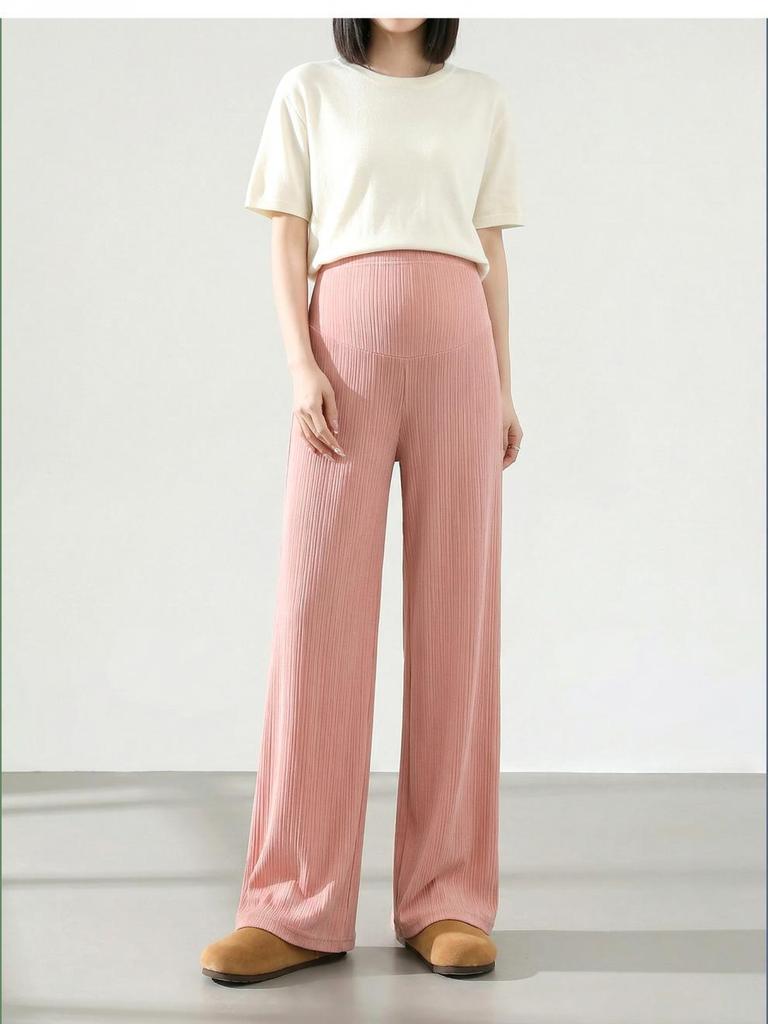 Casual Ice Silk Maternity Wide-Leg Pants for Early Pregnancy