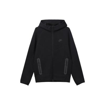 Nike Unifarbene Kapuzen-Sportjacke mit Reißverschluss und doppeltem Reißverschluss Herrenjacken Schwarz FB7922-010