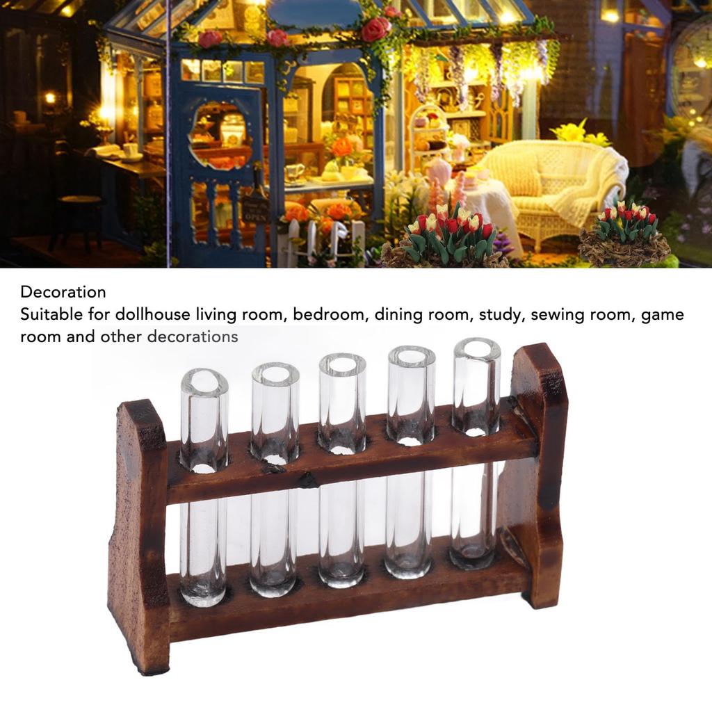 1:12 Puppenhaus Reagenzgläser, Mini Reagenzgläser mit Ständer, Simulations Miniatur Reagenzgläser, Wissenschaftslabor, Puppenhaus Dekorative Zubehör für Puppenhaus