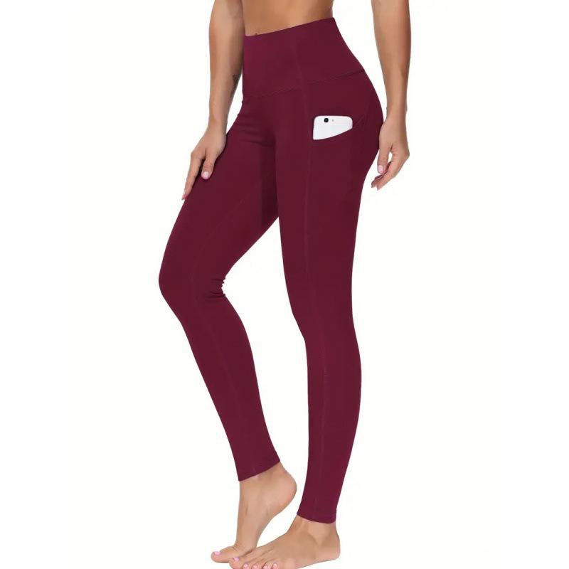 

High Waist Tummy Control Yoga Pants - Women s Cross-Border Running Leggings Extra Large вино красного