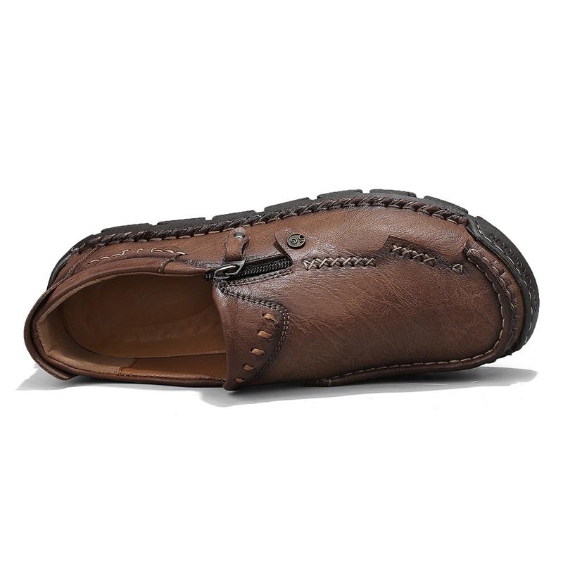 Men's Low-top Casual Leather Shoes Wear Resistant Non Slip Sneakers Comfortable Walking Footwear for Daily Work Outdoor Travel
