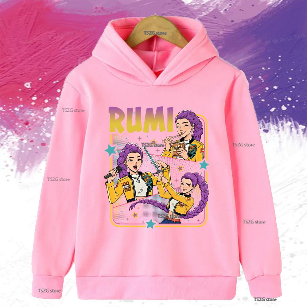 Autumn KPop Demon Hunters Printed Kids Hoodies Boys Girls Clothes Warm Fleece Sweatshirt Casual Children's Hooded Christmas Gift