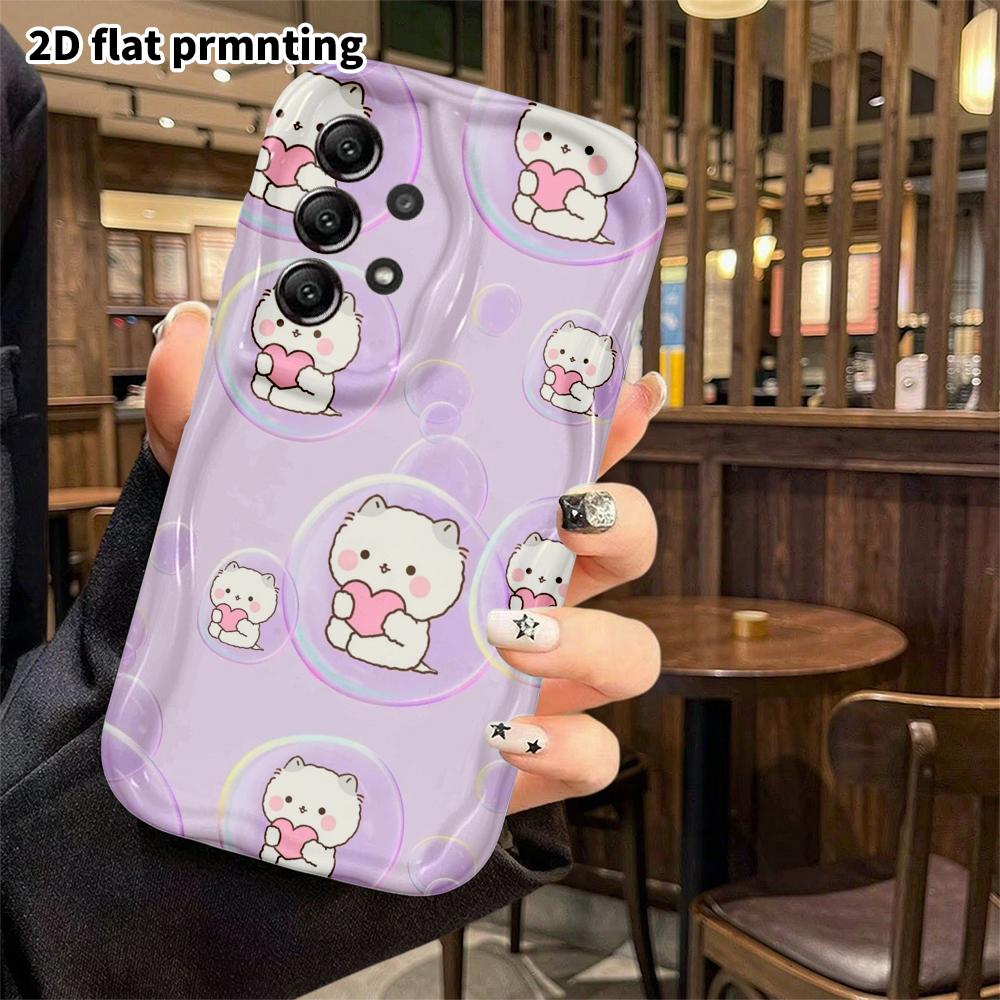 Phone Case: 2D Flat Samsung Galaxy A34 A35 M05 M06 S20 S22 S21 FE Plus 5G Protective Case, Hugging Little White Cat, Perfect Christmas and Halloween H
