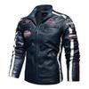 Mens Vintage Motorcycle Jacket Men Fashion New Biker Leather Jacket Male Embroidery Bomber Coat Winter Fleece Pu Overcoat