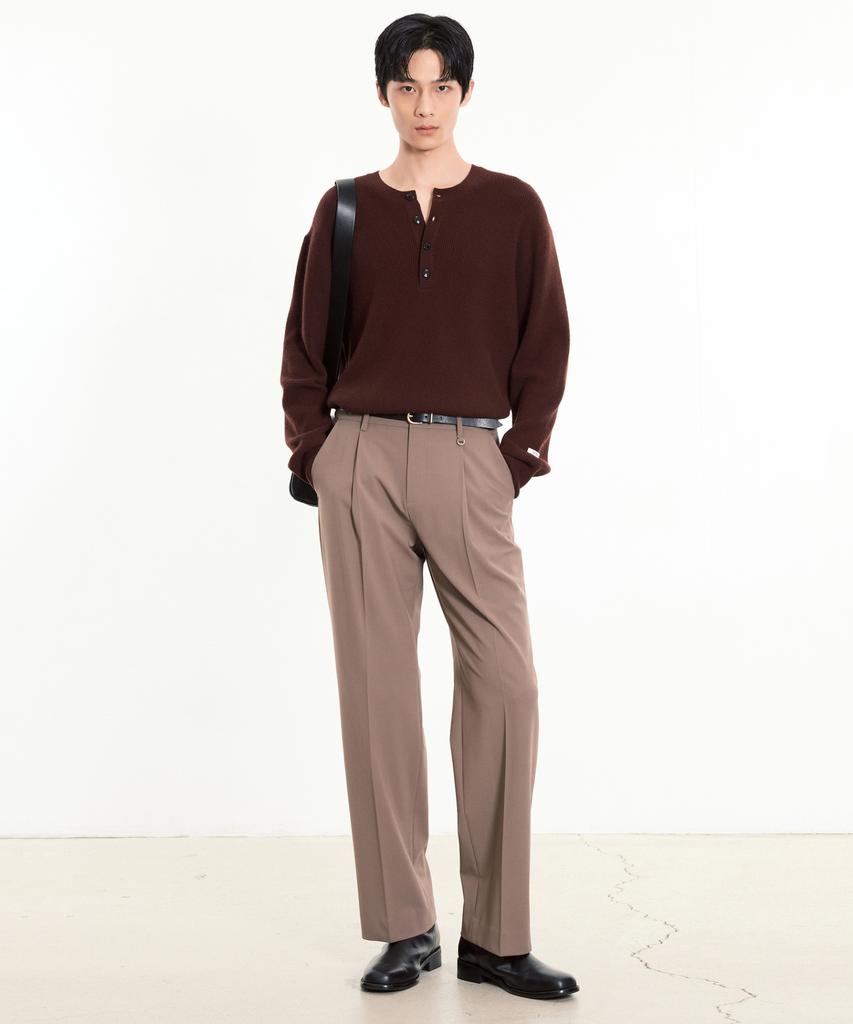 Tienjiti Essential Semi-Wide Fit Pants (Dusty Beige) Tnpa6E101I3