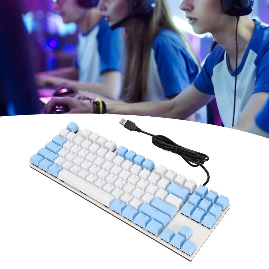 Mechanical Keyboard 87 Keys Blue Ergonomic Multicolor Backlight Design Gaming Keyboard for Typists