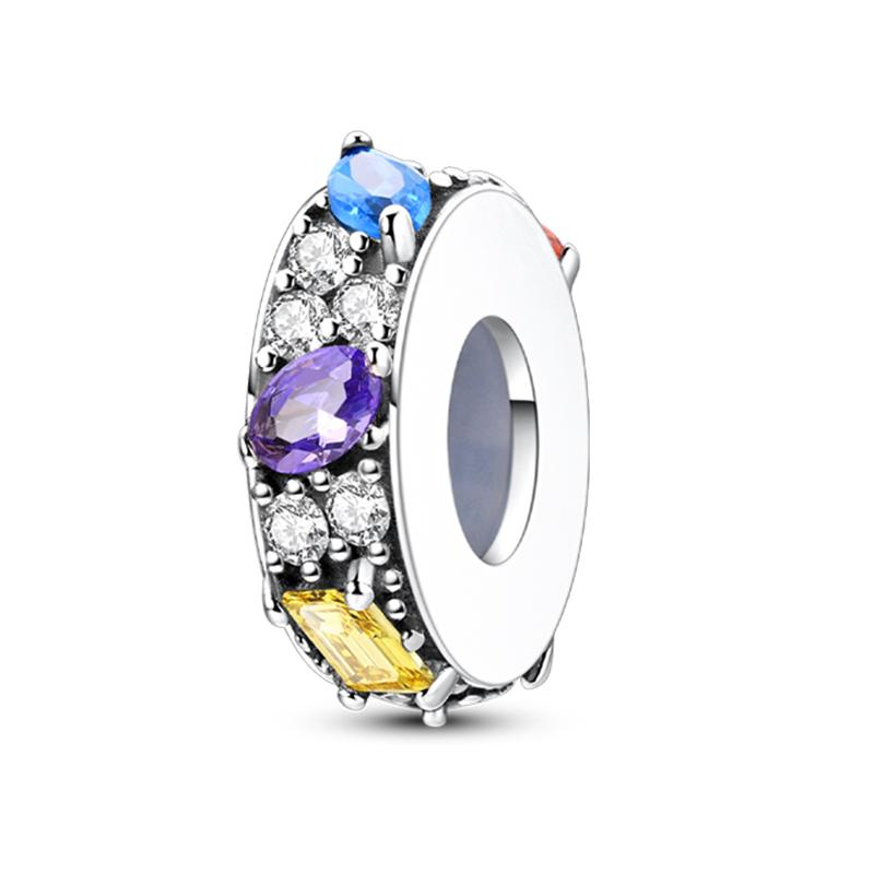100% 925 Silver Rainbow Zircon Colorful Butterfly Dragon Shaped Silicone Stopper Charms Beads Fit DIY Bracelets Jewelry