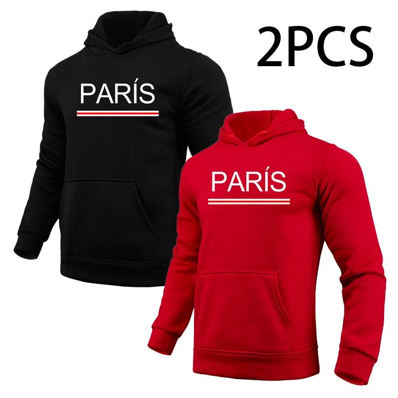 2 in 1 Hoodie für Herren Paris Print Herbst Winter Täglich Lässig Sport Jogging Sweatshirt Zuhause Outdoor Komfort Warm Mode Pullover