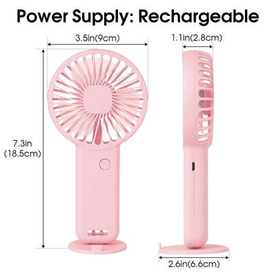Tragbare Mini-Ventilatoren, 600 mAh, wiederaufladbare USB-Ventilatoren, 3 Modi, mit Telefonständer, für unterwegs, Make-up, Wimpernspaß für Kinder, Mädchen, Frauen