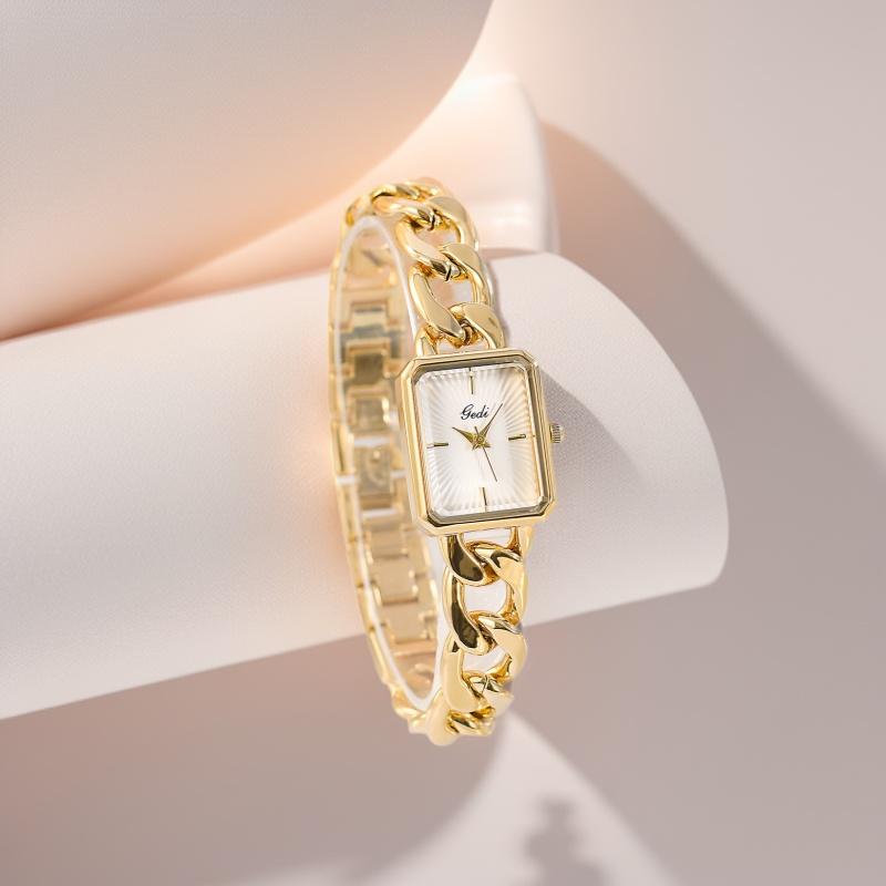 Montre-Bracelet Haut de Gamme Xiaoxiangfeng Luxe Léger Petit Cadran Carré Design de Niche Chaîne Tissée Montre à Quartz Créative