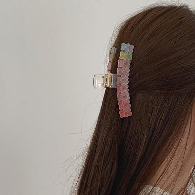 Rainbow Matte Jelly Bear Hair Clip Transparent Clear Hair Pin
