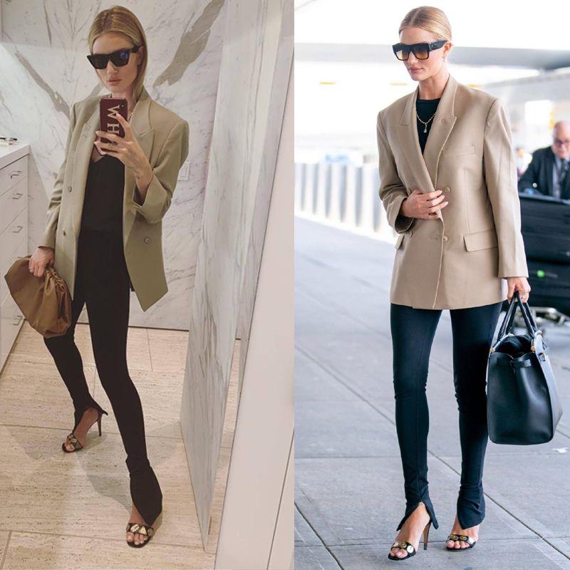 

Super Model Rosie Roxy Kendall 24 New High Waist Quality Basic Style Elastic Slit Narrow Bottom of a Trouser Leg Bottoming Casual Pants Black Stretch Casual Pants with Inner Side Slits L